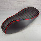 Vespa GTS padded charcoal and black tuck and roll seat cover