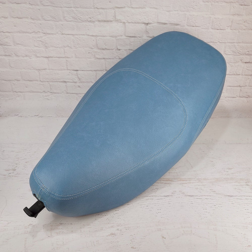 READY TO SHIP Vespa LX Distressed Blue Seat Cover French Seams